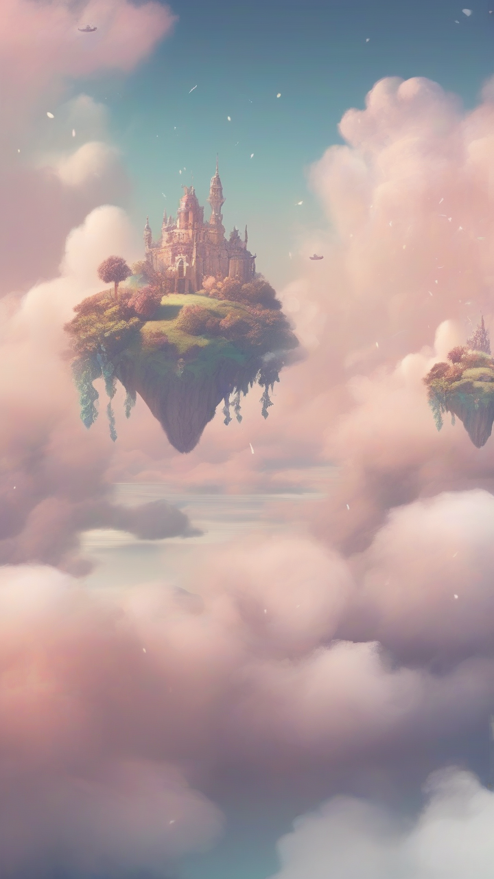 Magical floating islands above clouds