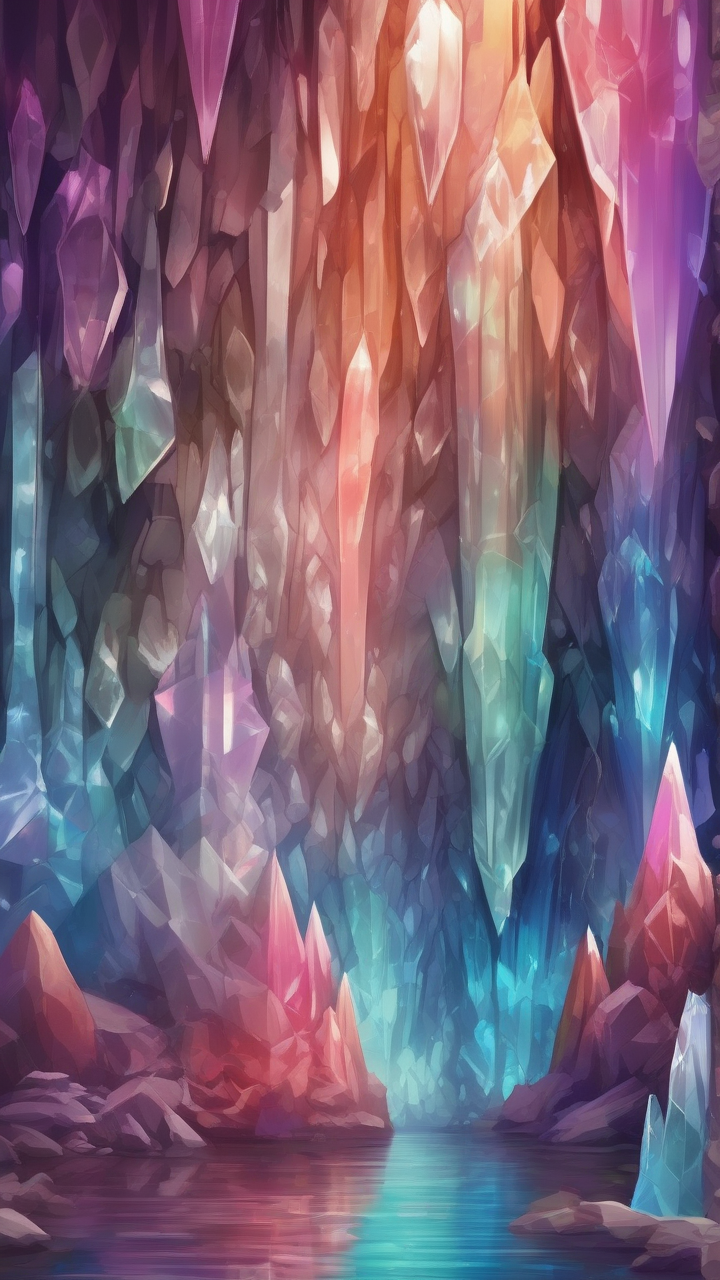 Crystal caves with colorful reflections