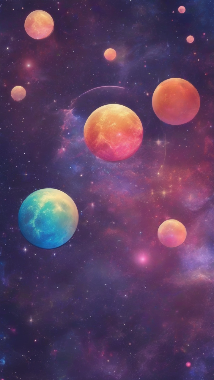 Celestial galaxy with multiple moons