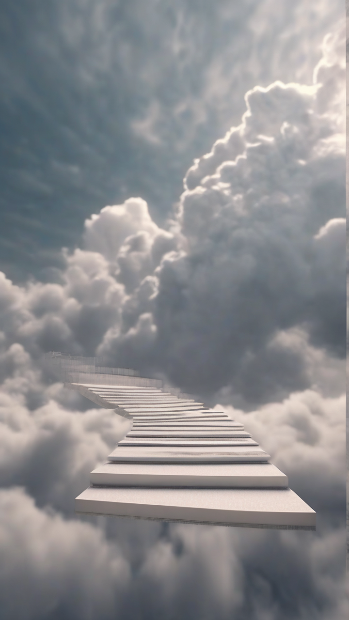 floating staircase into clouds