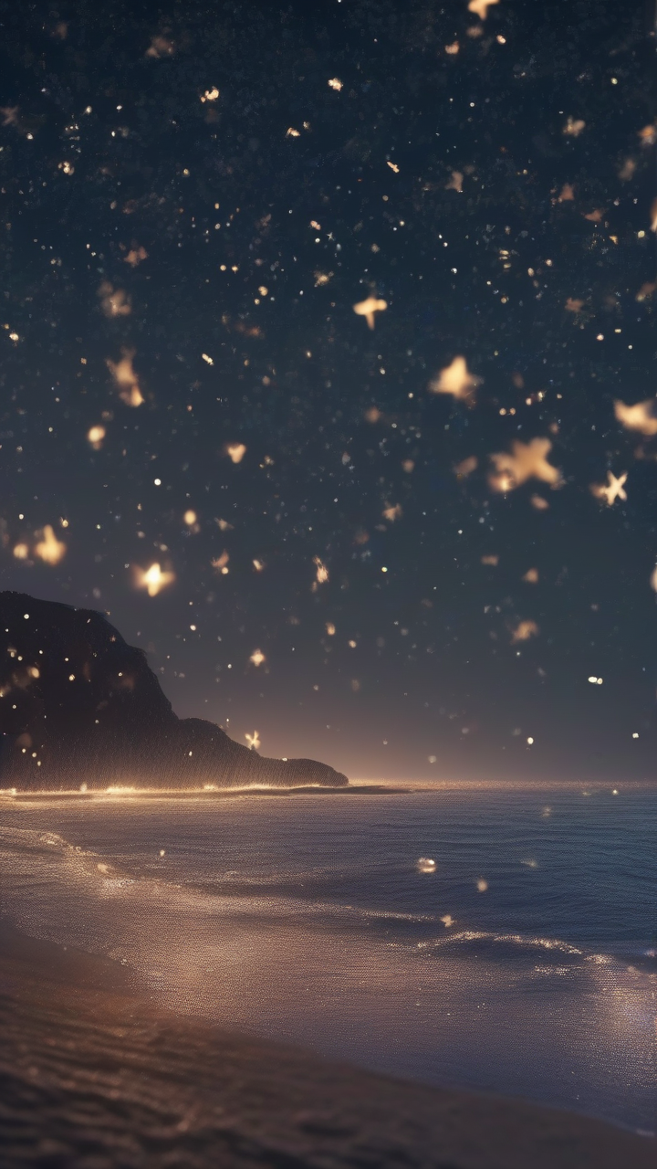 stars falling into ocean like rain