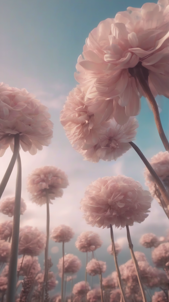 giant flowers blooming in sky