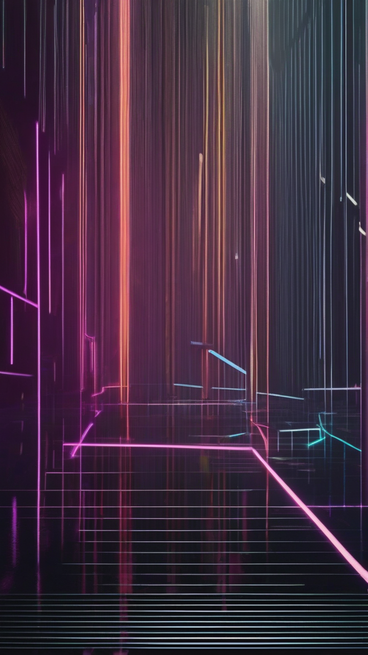 minimal neon lines on dark background