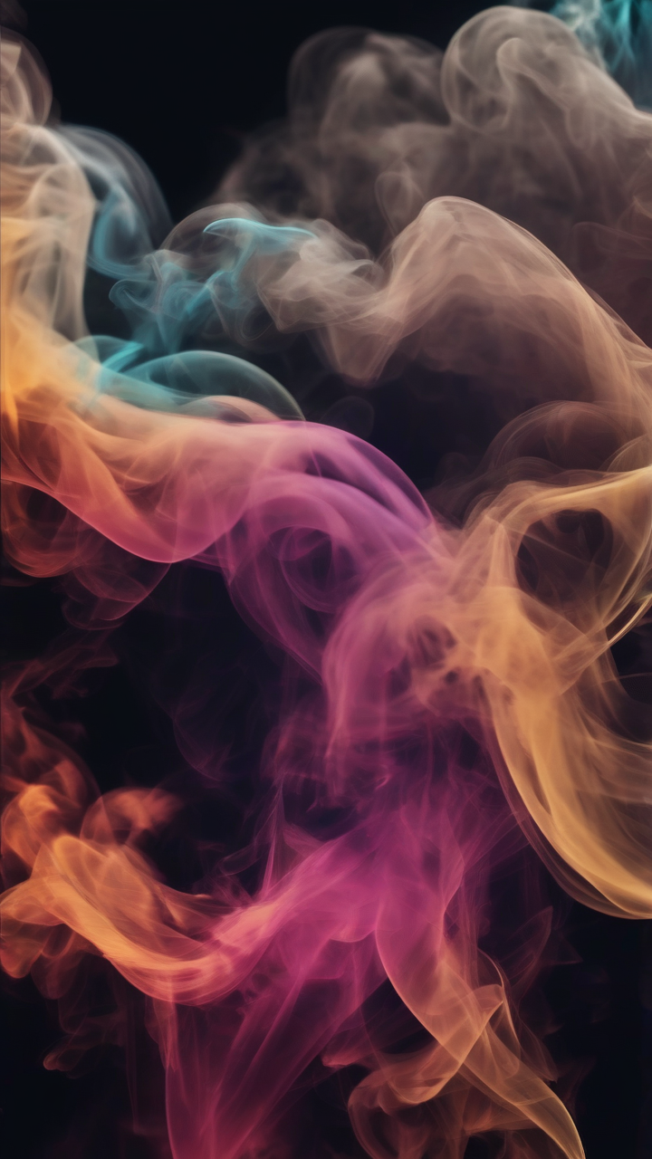 colorful smoke waves black background