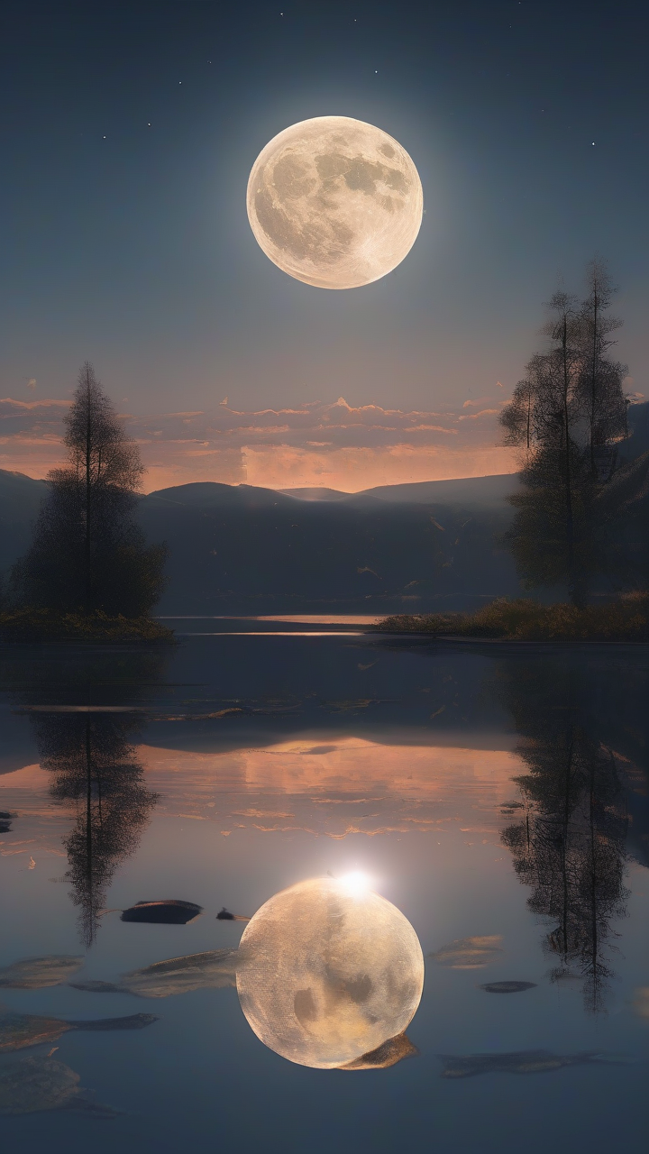 moonlit lake calm reflections