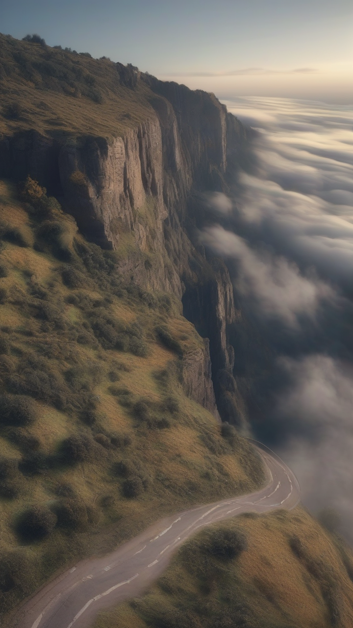 cliff road above clouds