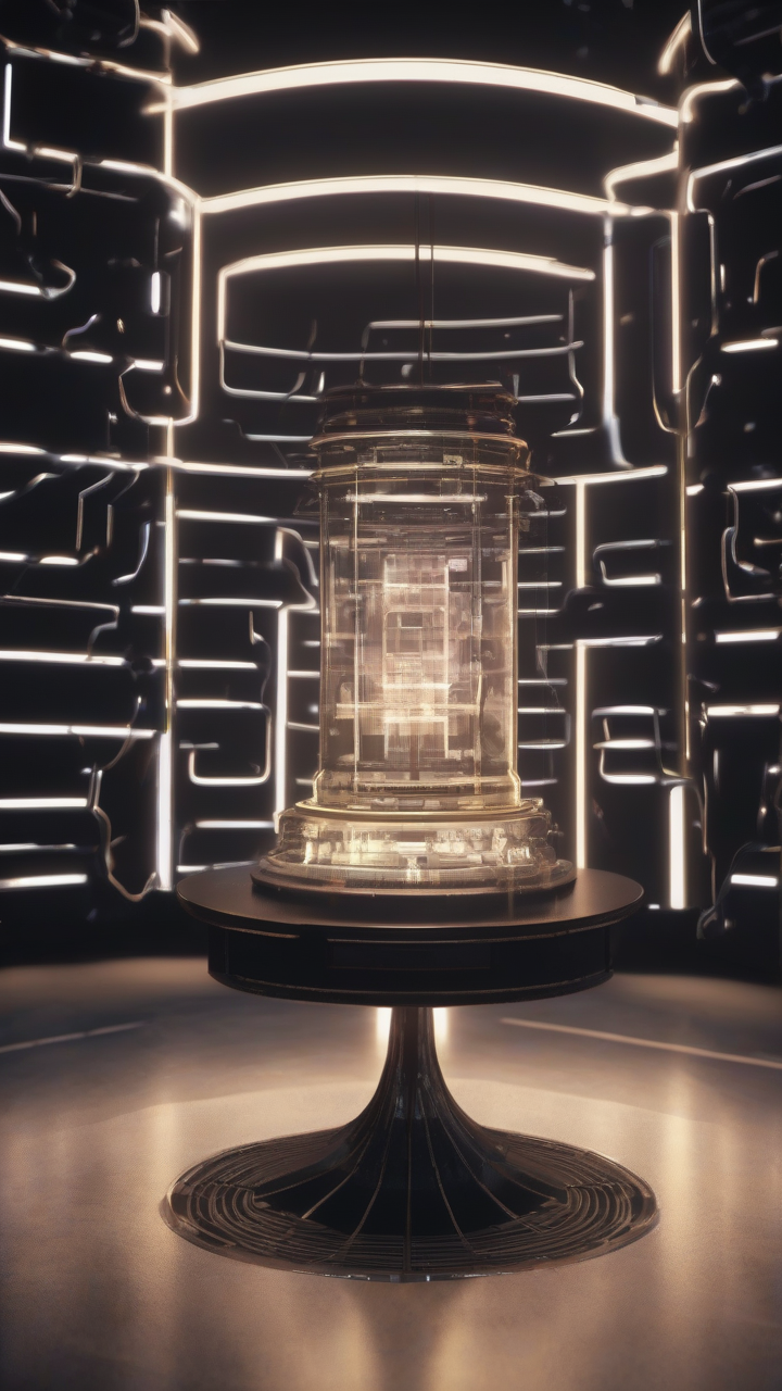 AI core glowing dark room