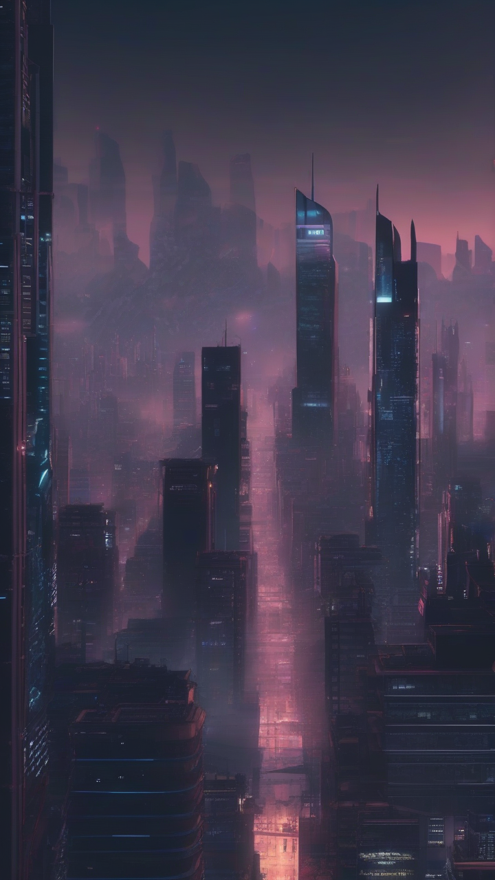 cyberpunk silhouette city view