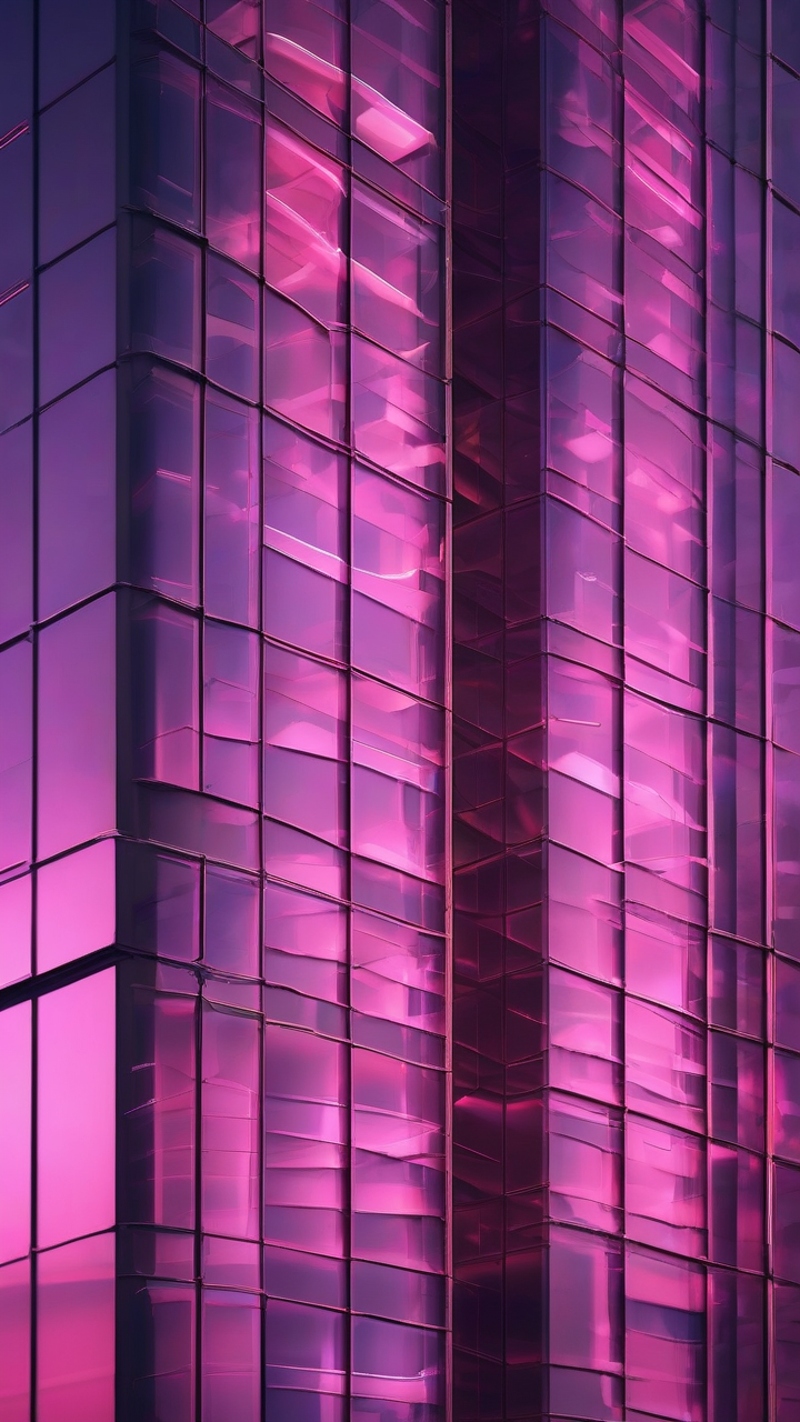 glass buildings neon reflections