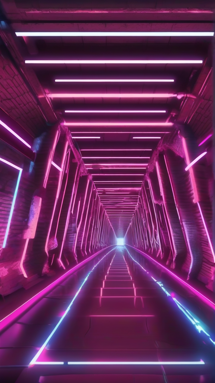neon tunnel perspective wallpaper