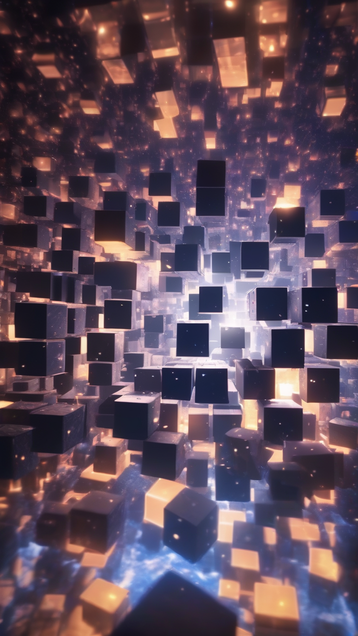 floating digital cubes space