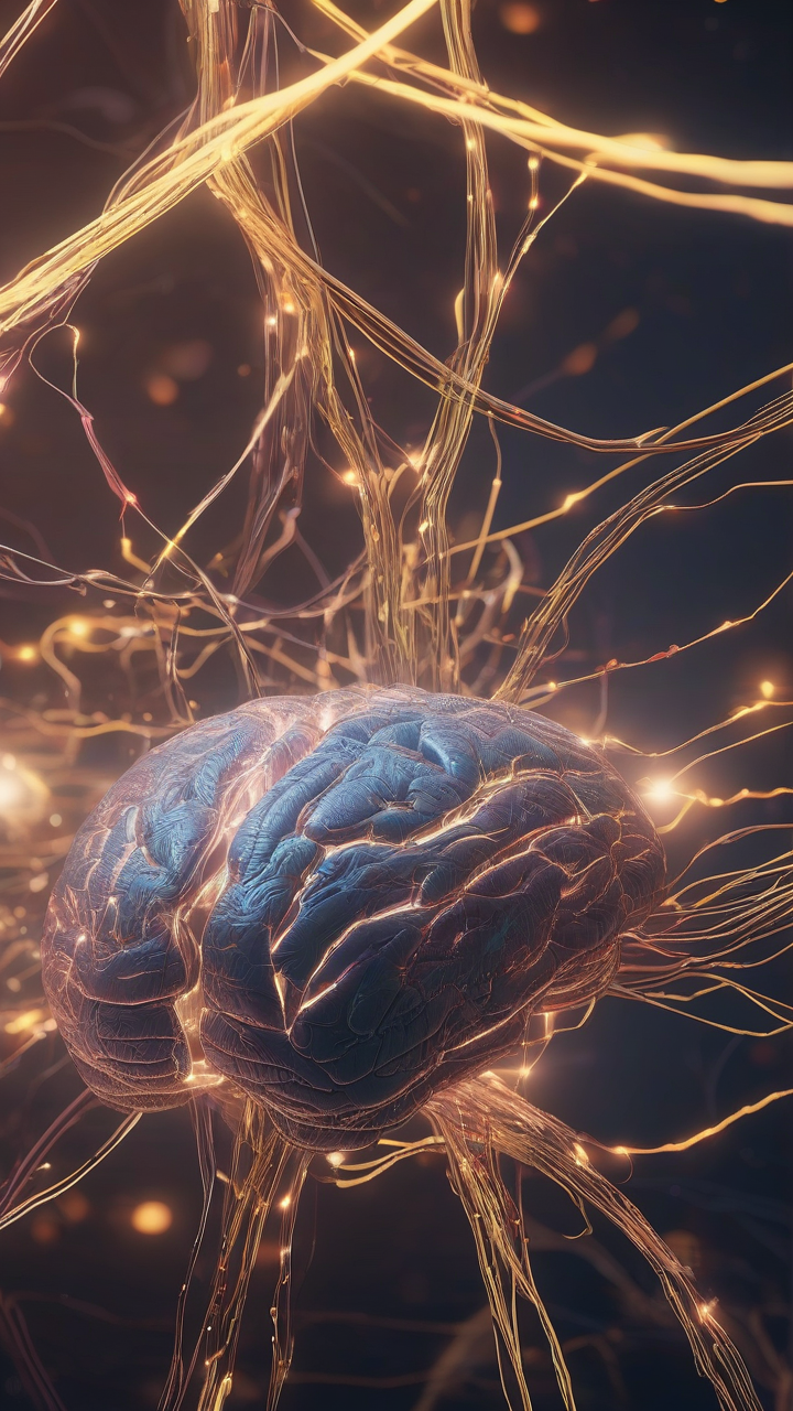 AI brain energy lines glowing