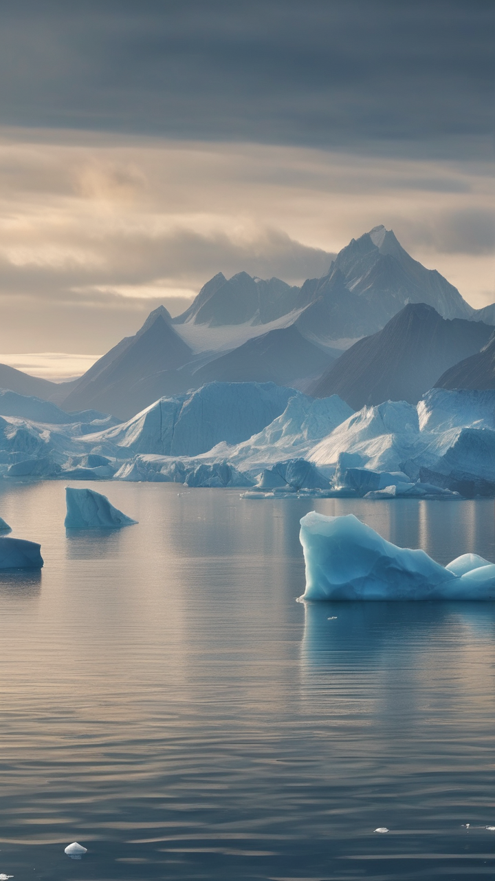 The glacial fjords of East Greenland at summer solstice
