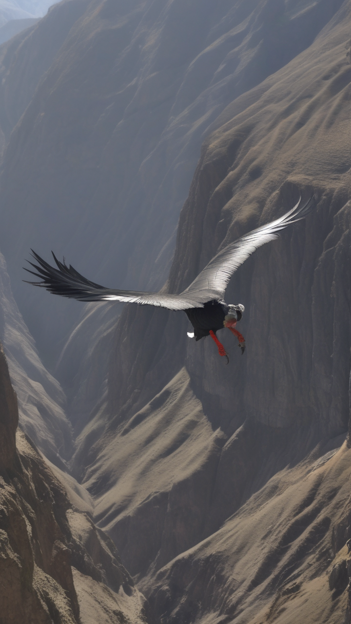 The Andean condor soaring over Colca Canyon Peru