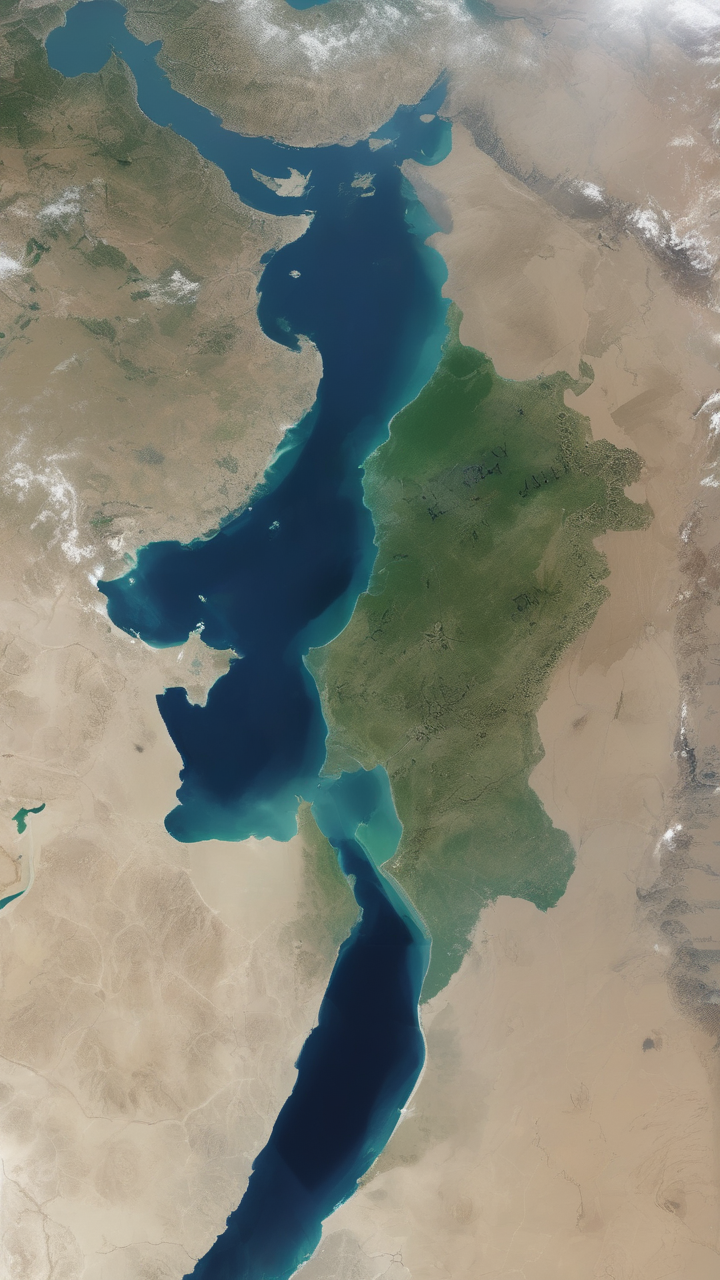 The Caspian Sea from space showing its landlocked nature