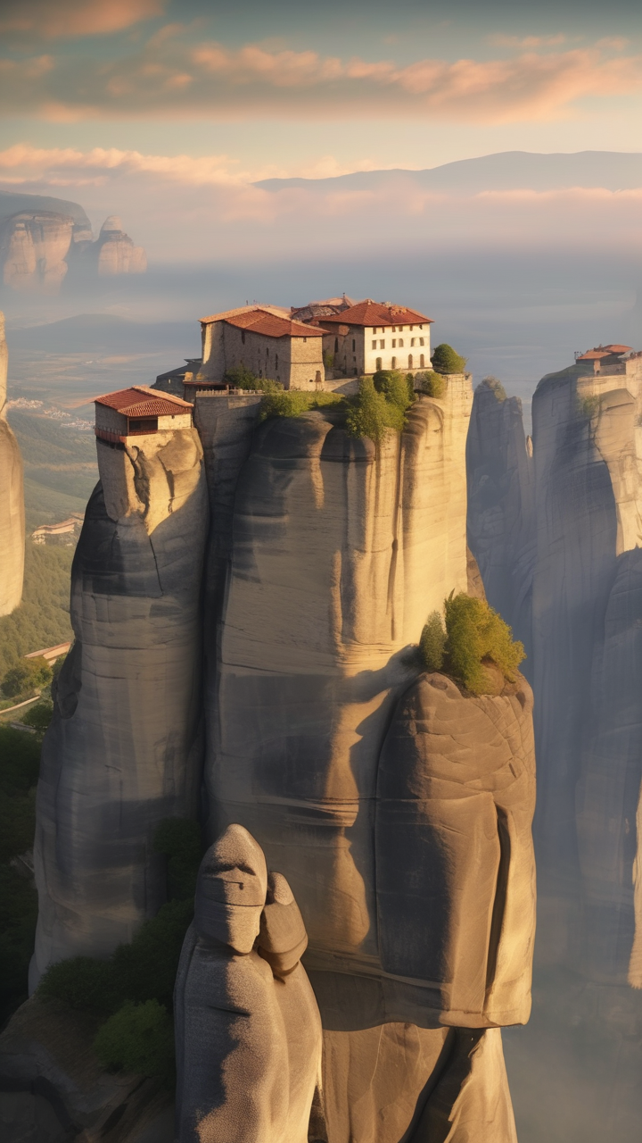 The Monastery of Meteora Greece at sunrise