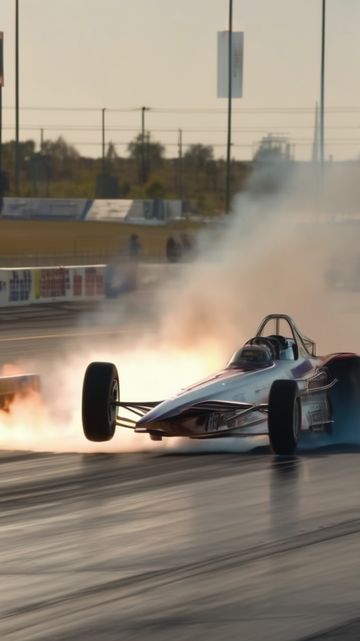 A dragster launch off the line