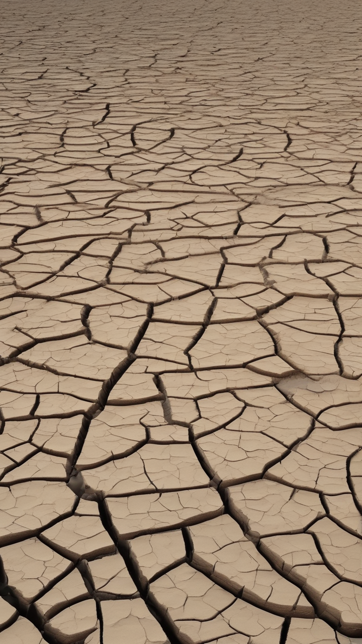 The cracked mud floor of a dried lake bed creating mosaic patterns