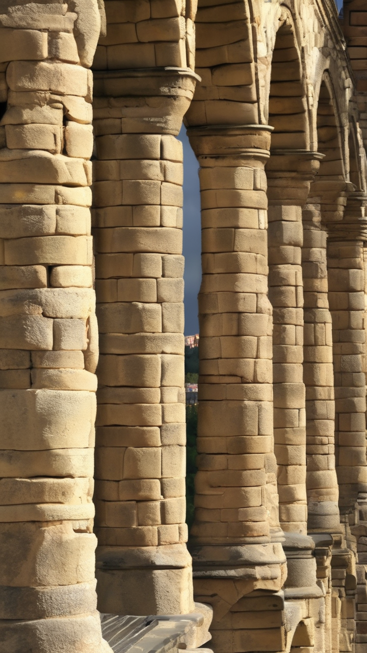 The ancient aqueduct of Segovia Spain