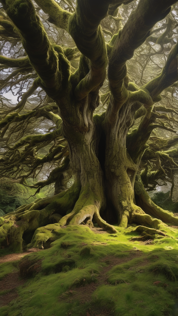 An ancient yew tree forest in Ireland