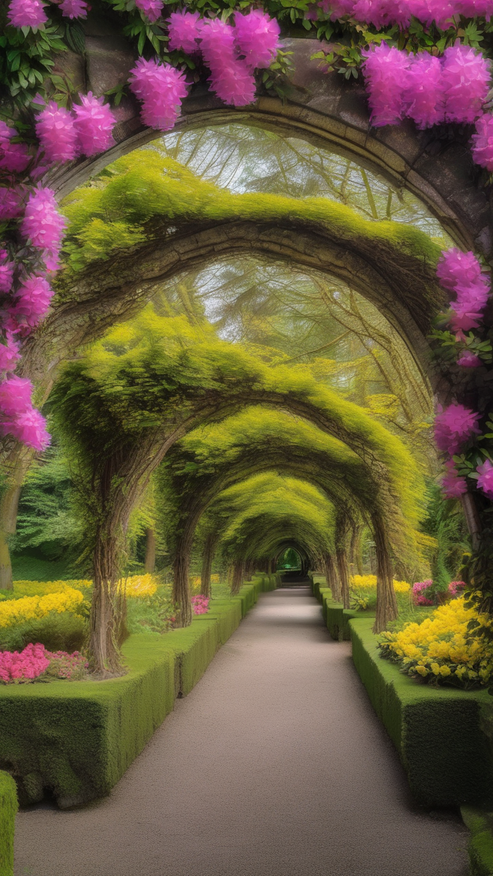 Bodnant Garden in Wales in rhododendron season