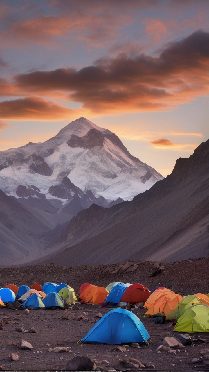 Aconcagua the Americas' highest peak at sunset