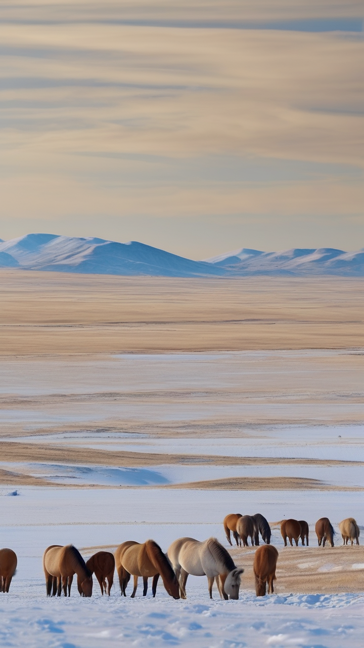 The Mongolian steppe in winter