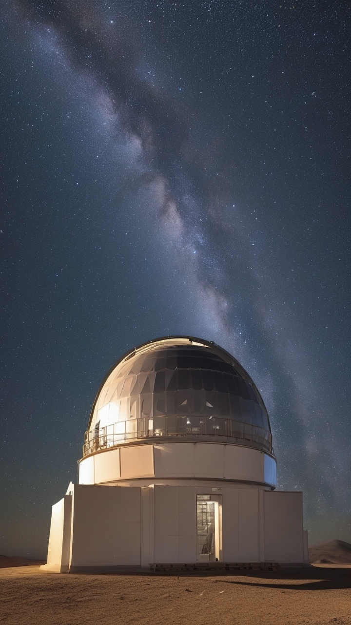 The Large Synoptic Survey Telescope dome in Chile at night