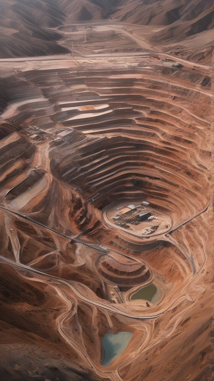 A massive open-pit copper mine in Chile from above