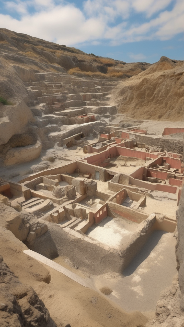 The ancient Minoan ruins of Akrotiri on Santorini