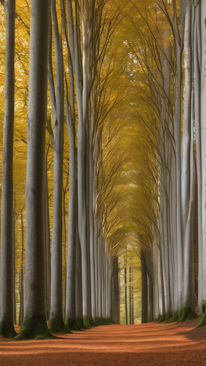 A beech forest in autumn in Belgium