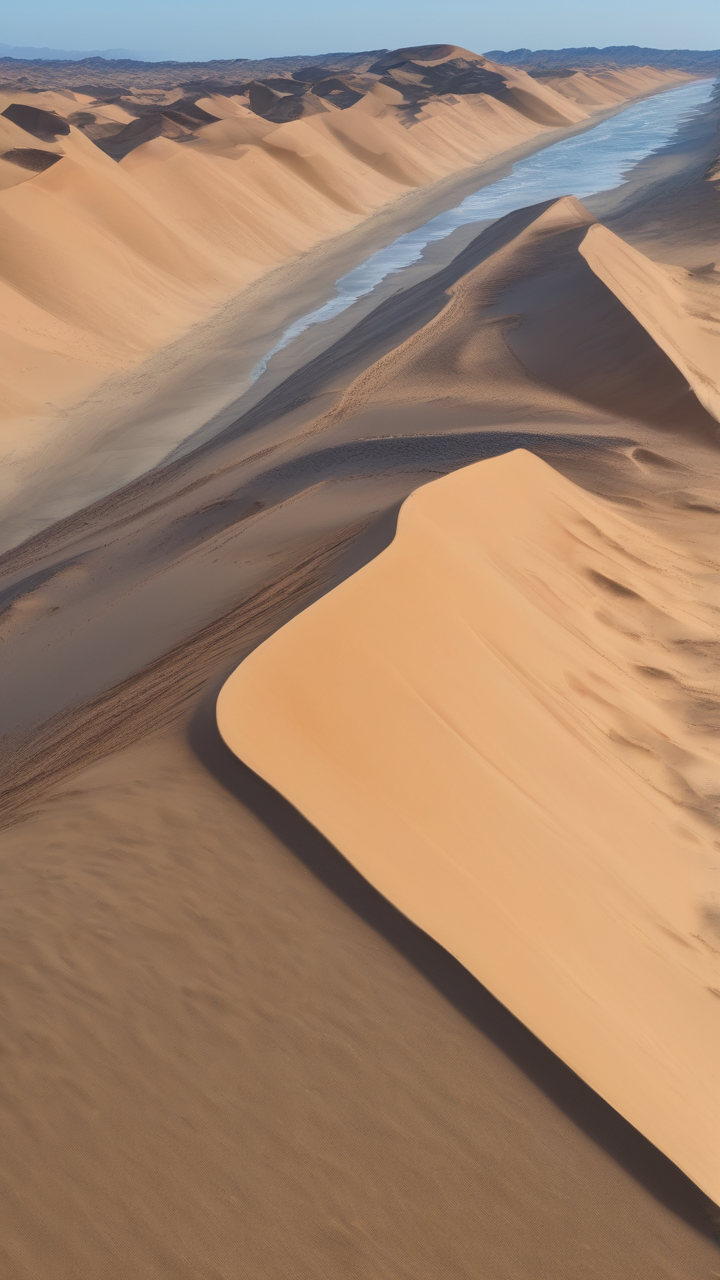 The coastal dunes of Namib Desert meeting the Atlantic Ocean