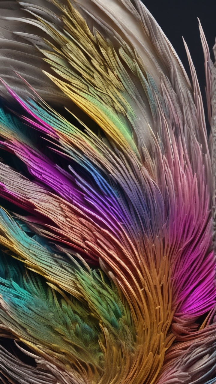 An extreme macro of a hummingbird feather structure showing how it creates color
