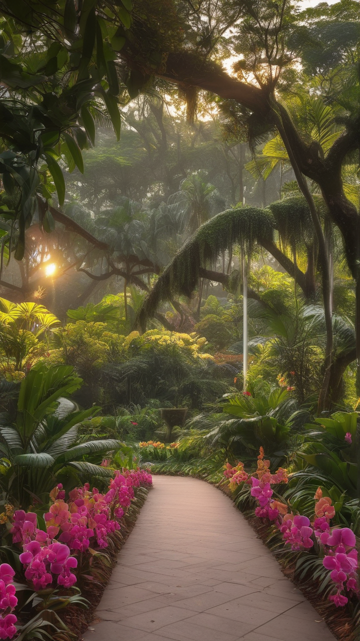 The Singapore Botanic Garden at golden hour