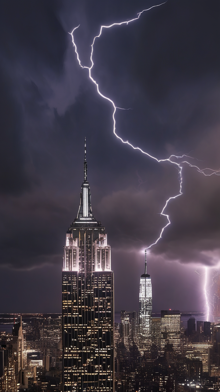 Lightning hitting the Empire State Building