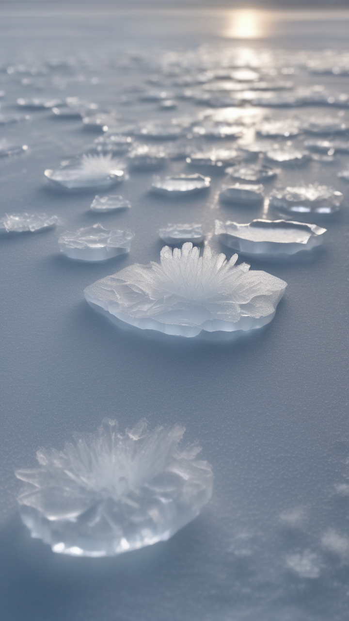 Ice flowers forming on the surface of thin Arctic sea ice