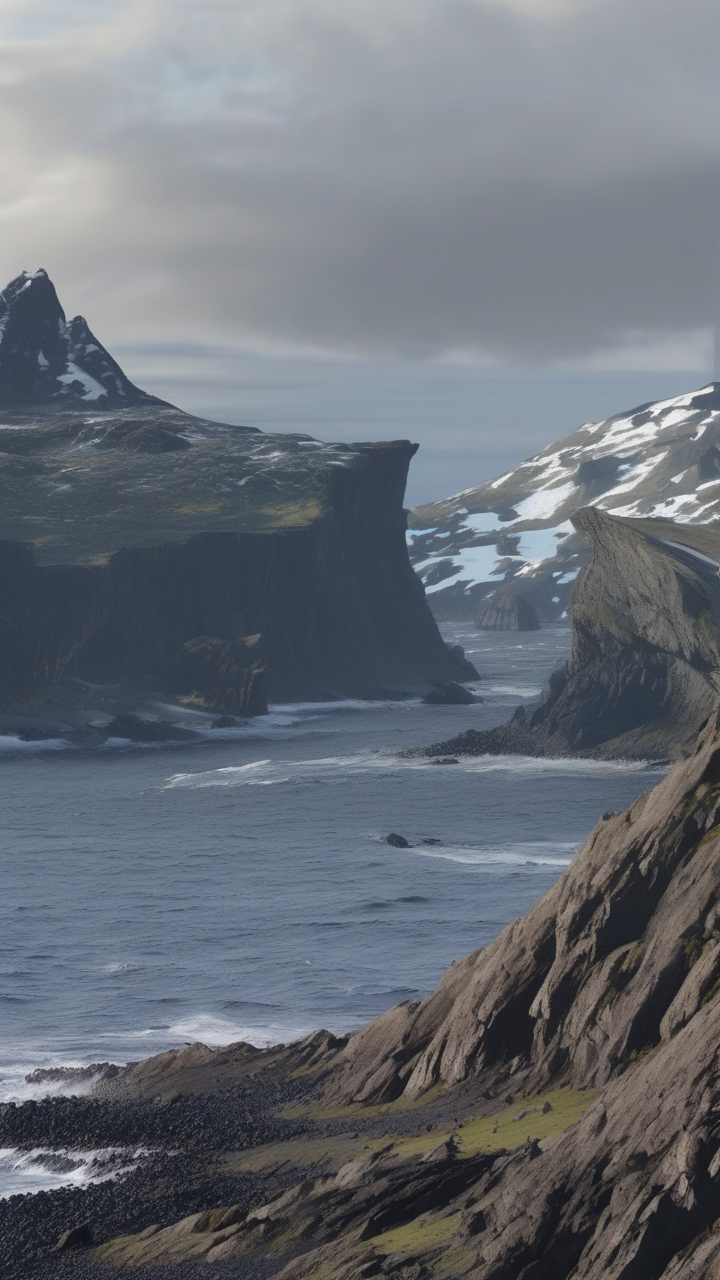 A hyperrealistic view of the Kerguelen Islands in the Southern Ocean