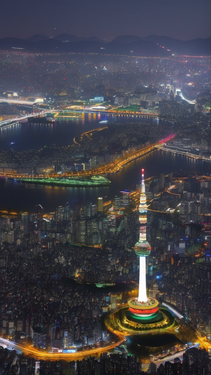 Seoul at night from N Seoul Tower