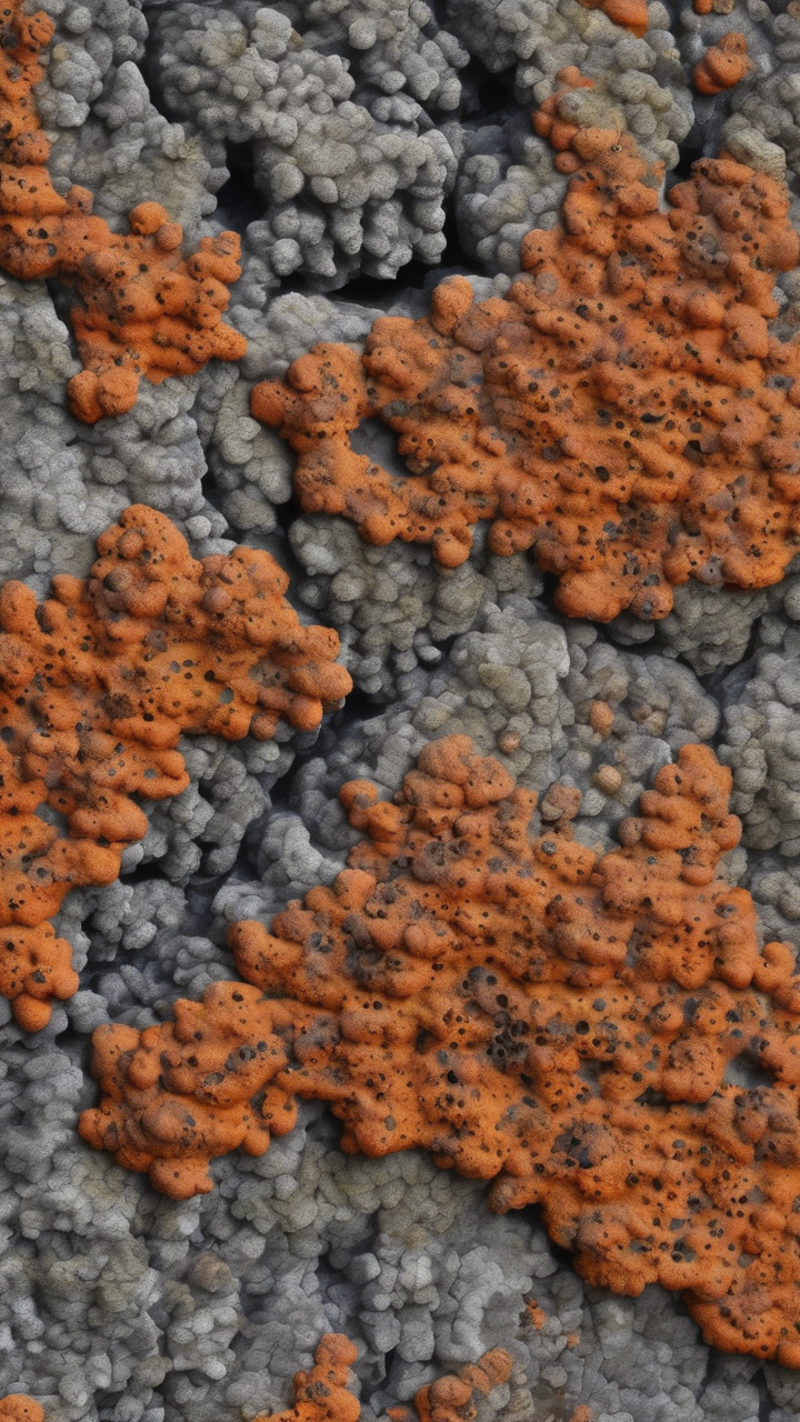 An extreme close-up of lichen on a granite boulder