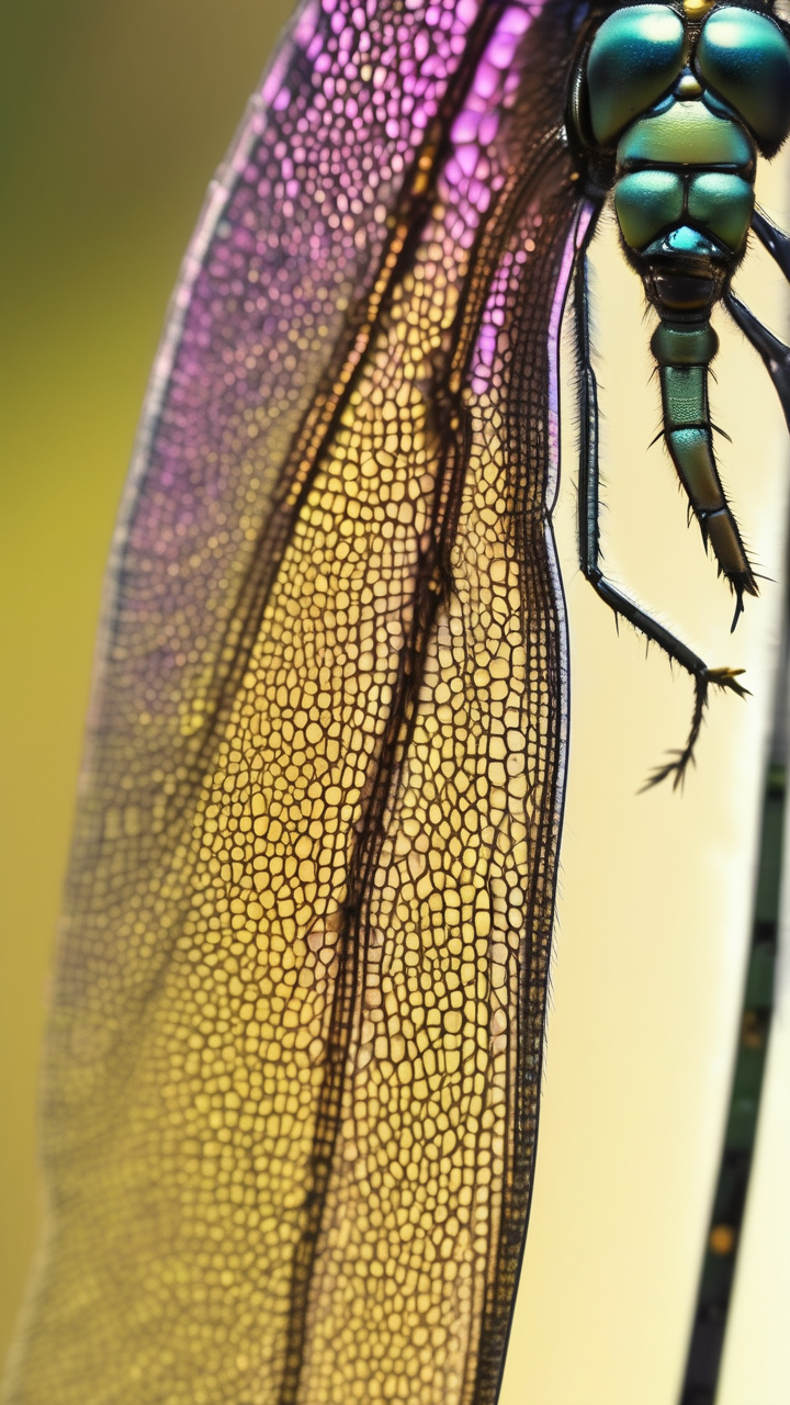 An extreme close-up of a dragonfly wing
