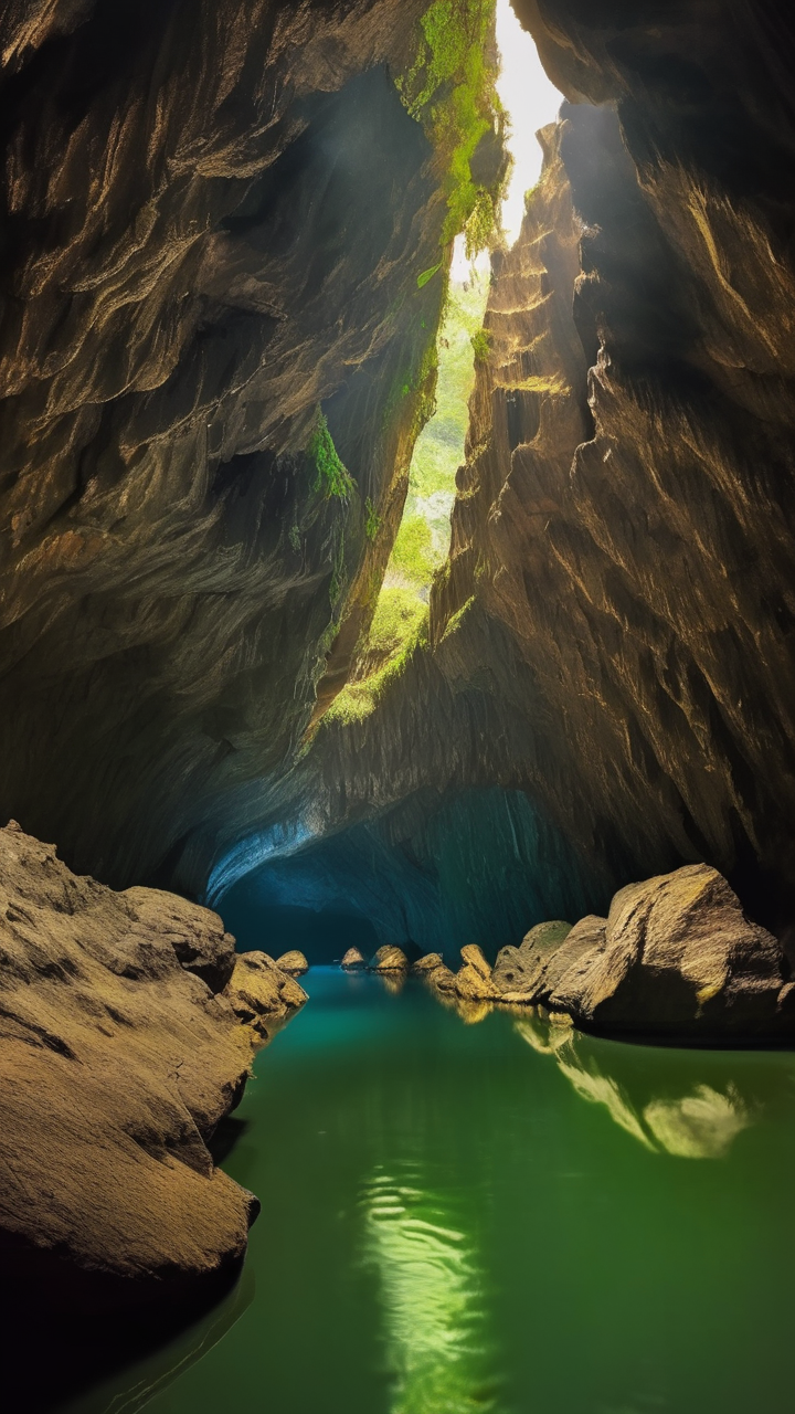 The Phong Nha cave in Vietnam with its underground river