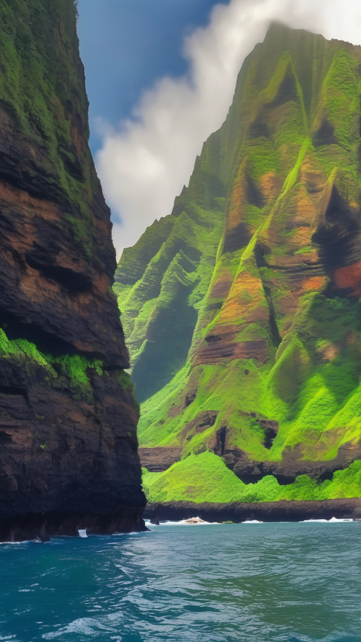 The Nā Pali Coast of Kauai Hawaii from the ocean