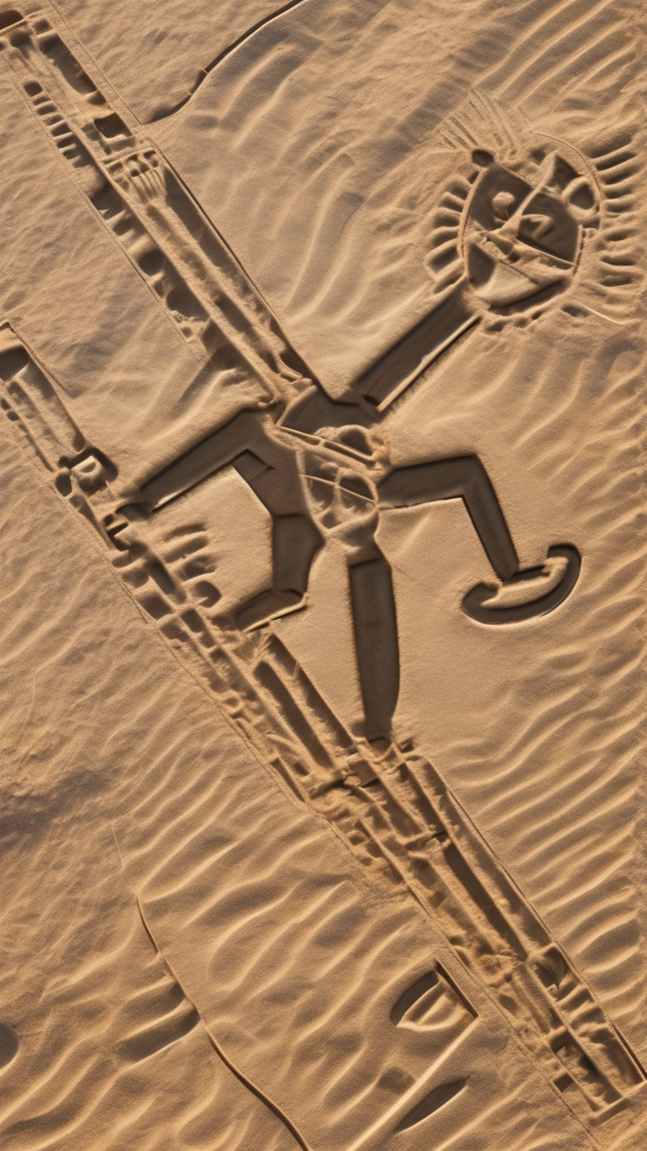 An aerial view of the Nazca Lines monkey glyph
