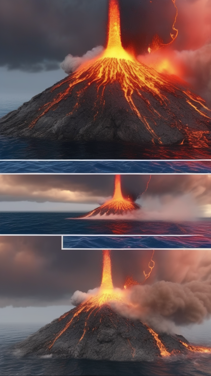 An underwater volcano erupting on the Pacific Ring of Fire