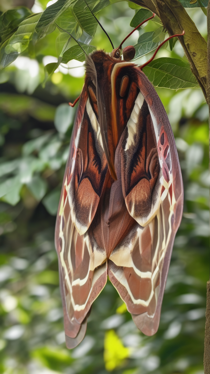 An Atlas moth with its enormous wings extended