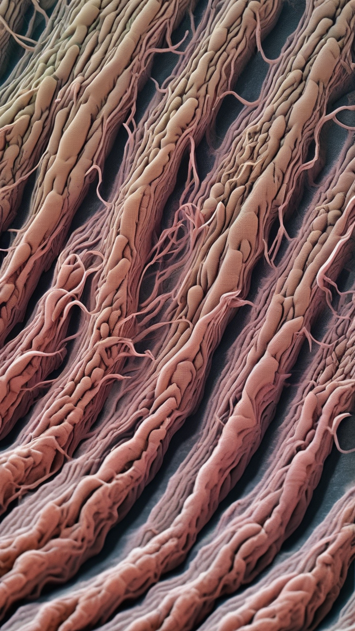 An electron microscope image of a human hair cross-section