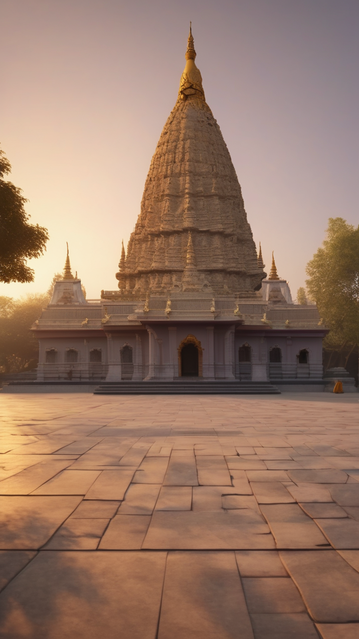 The Bodhi Temple in Bodh Gaya India at dawn