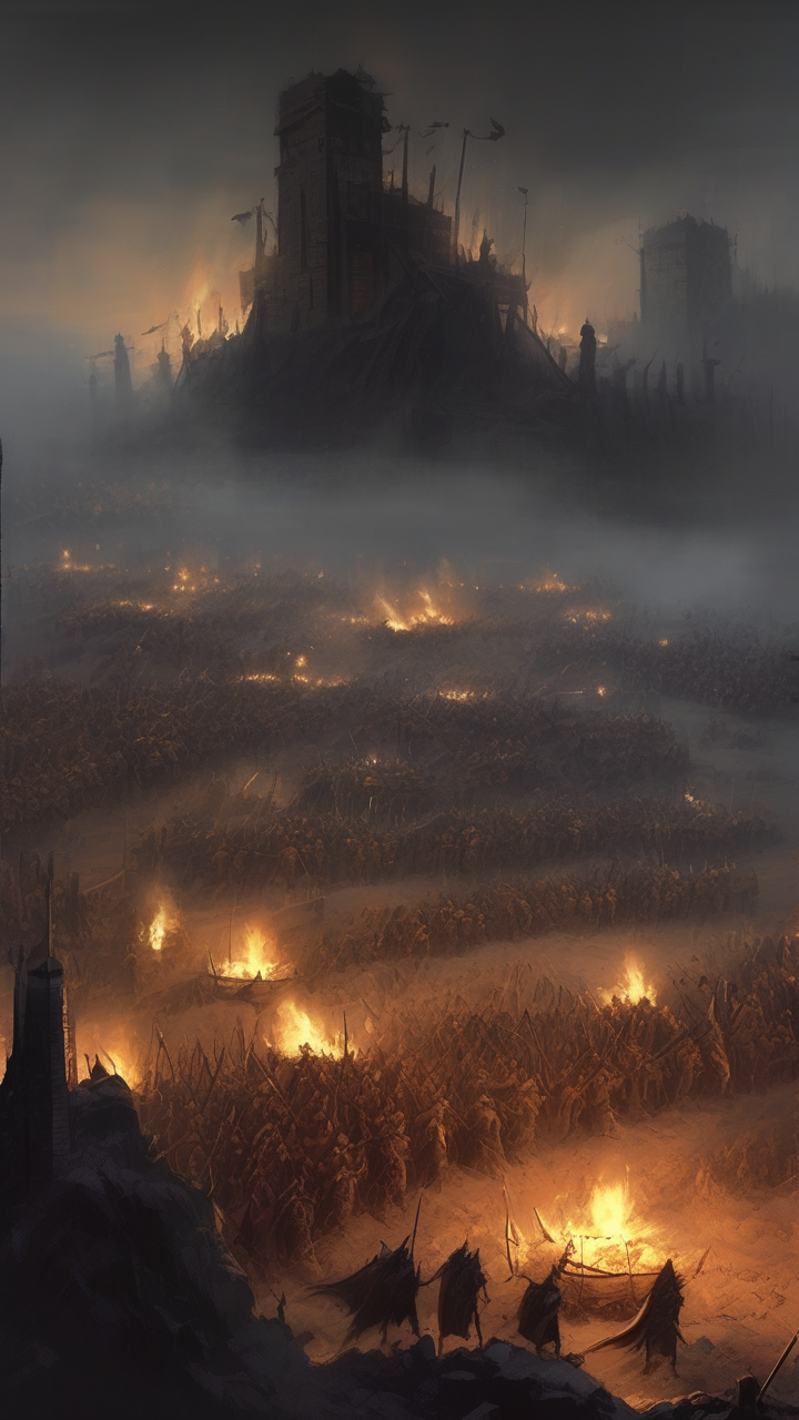 War camp of an orc army at night