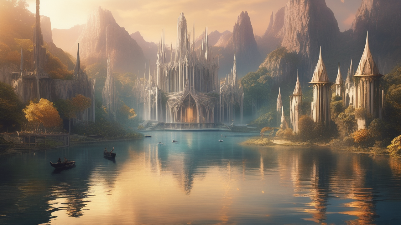 High elven capital at the center of a magical lake