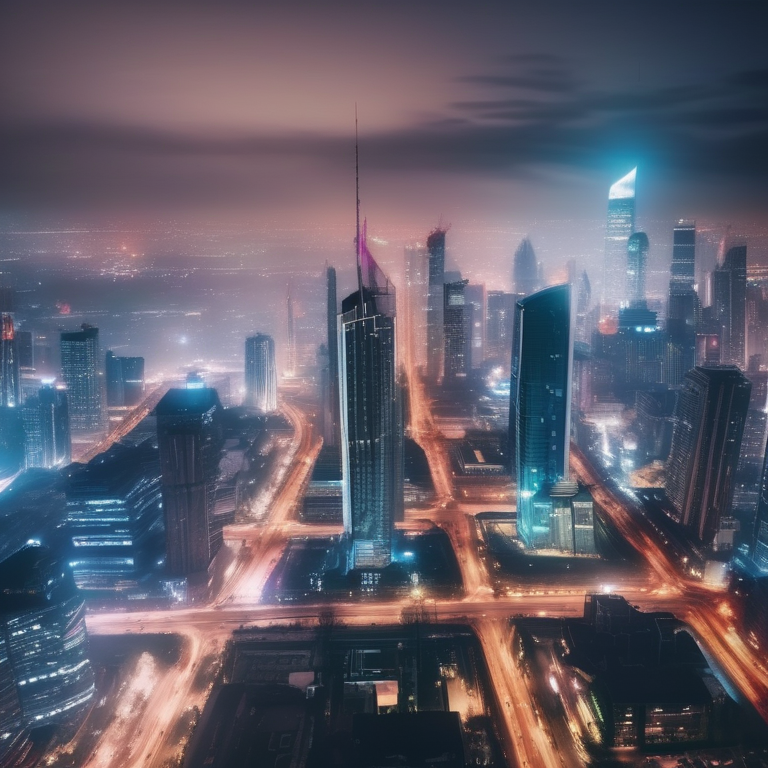 Megacity skyline at night